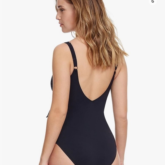 Profile by Gottex black ruffle wrap front one piece swimsuit size 12 NWT - Picture 7 of 9